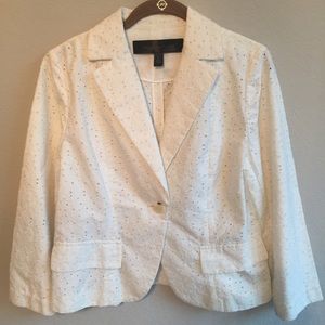 Apostrophe white eyelet blazer. Size 10.
